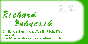 richard mohacsik business card